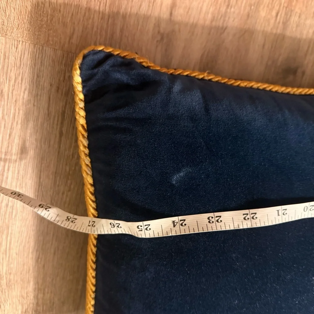 Gianni Versace Decorative Pillow Gold Embroidered Medusa Blue Velvet Designer